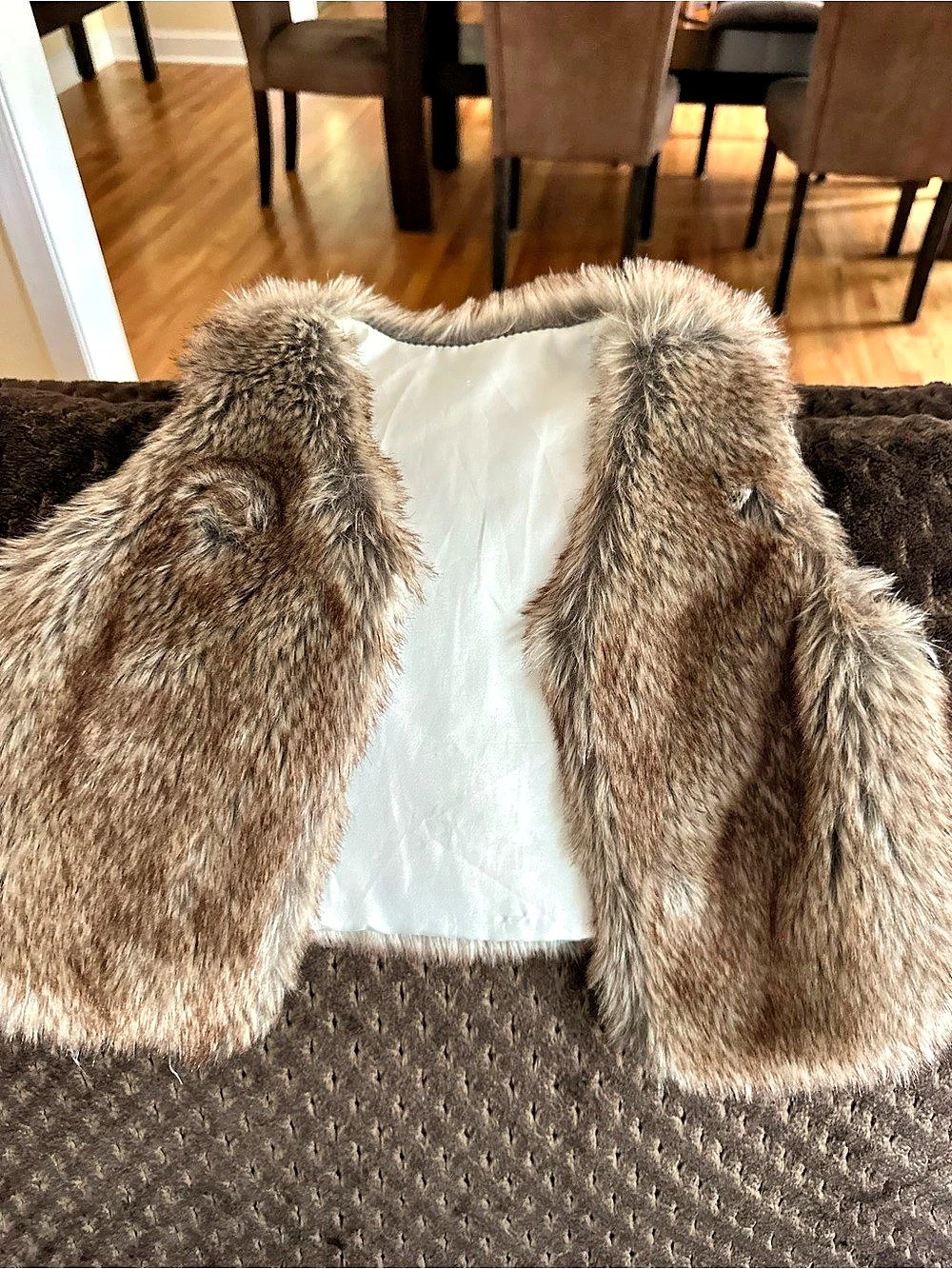 Faux Fur Clutch in Brown & Gray Like New